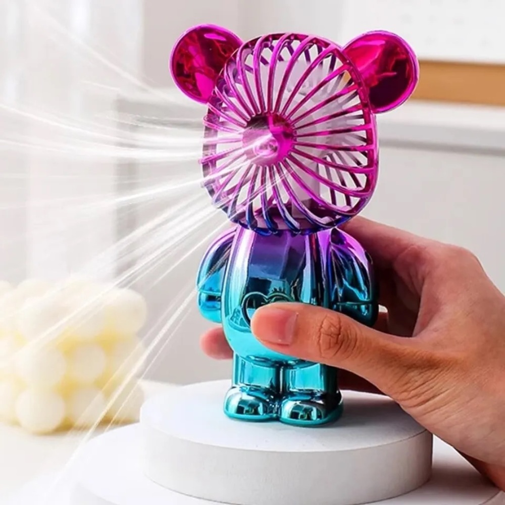 Cute Cartoon Bear Fan USB Third Gear Rechargeable Quiet Pocket Fan